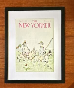 Framed 1991 The New Yorker Magazine April 29 William Steig Couple on Horses
